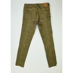 Zara Z1975 Denim Size 6 Women's Tab Brown Cheetah Print Logo Tag Denim Jeans